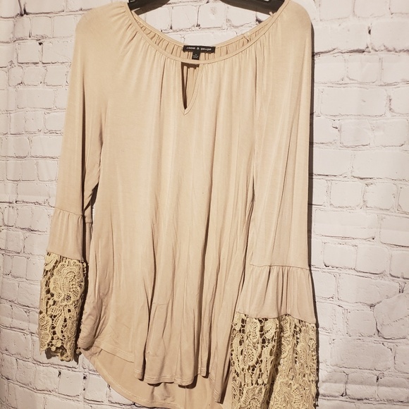 Cable & Gauge Tops - Cable and Gauge top with crocheted bell sleeves